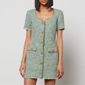 (BRAND NEW)Self-Portrait Green Boucle Mini Dress
